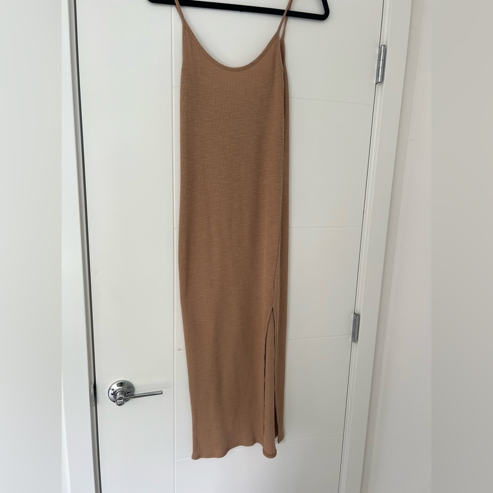 Chic Tan Midi Dress